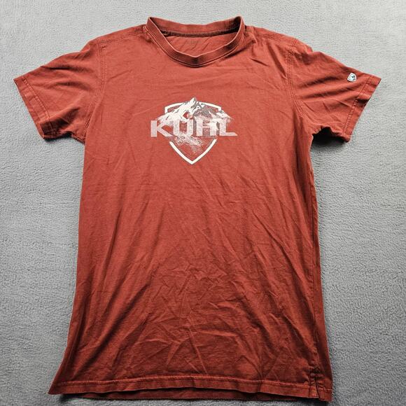 Kuhl Organic Cotton Tee Shirt Mens Small Mahogany Red Gorpcore - Picture 1 of 6